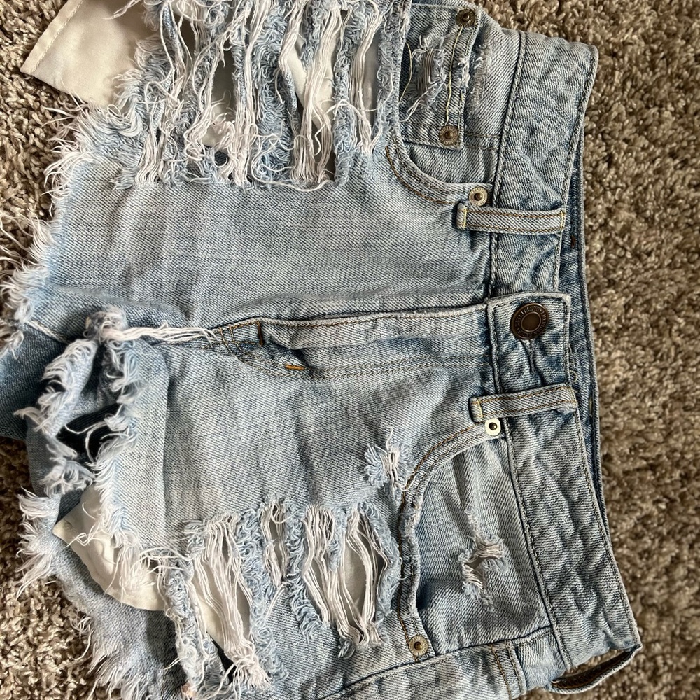 American Eagle Outfitters Ripped Light Blue Jean Shorts